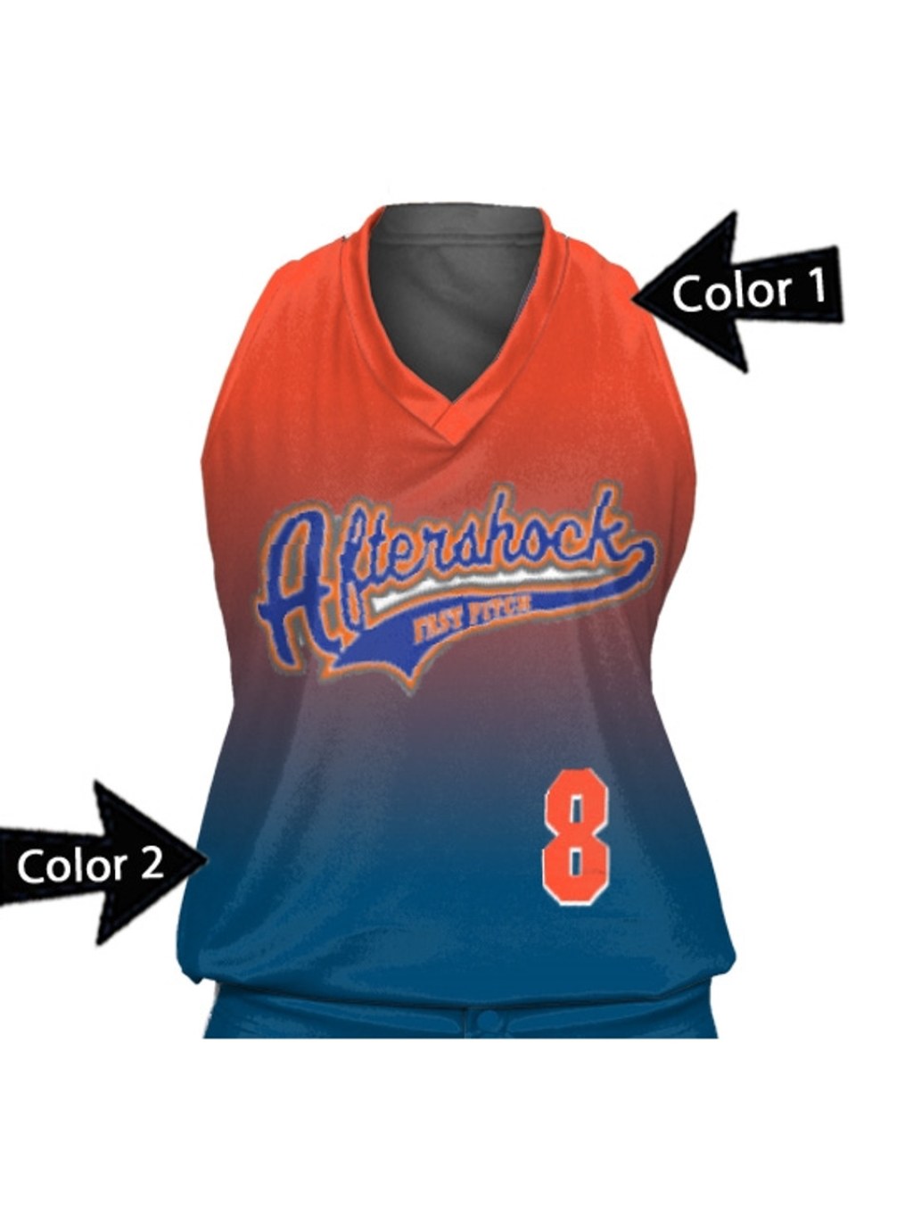Picture of: Control Series Premium – Womens/Girls “Ombre” Custom Sublimated Sleeveless  Softball Jersey