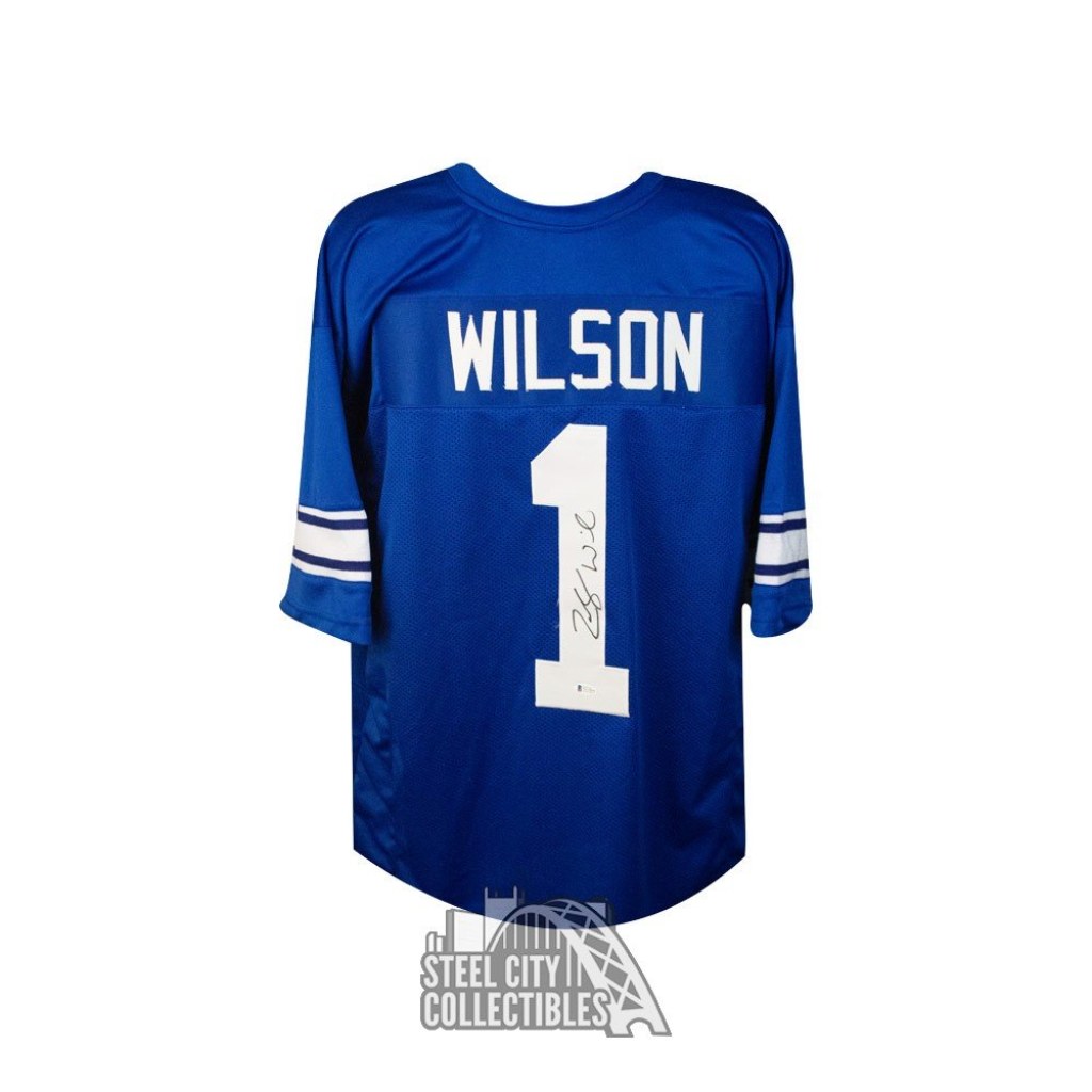 Picture of: Zach Wilson Autographed BYU Blue Custom Football Jersey – BAS COA
